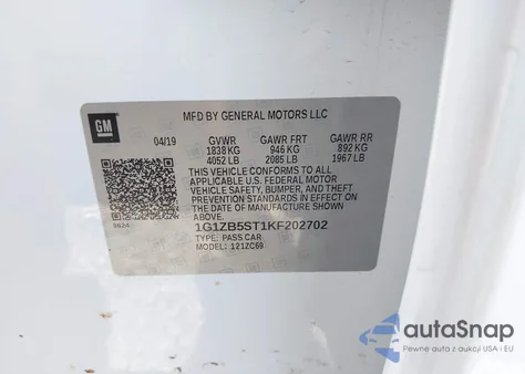 2019 Chevrolet Malibu Ls from USA, damaged, VIN 1G1ZB5ST1KF202702